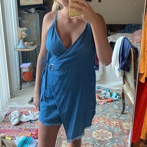 Wrap denim dress